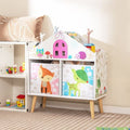 Kids House-shaped Bookshelf with 2 Storage Bins for Kids Room Playroom-White-0