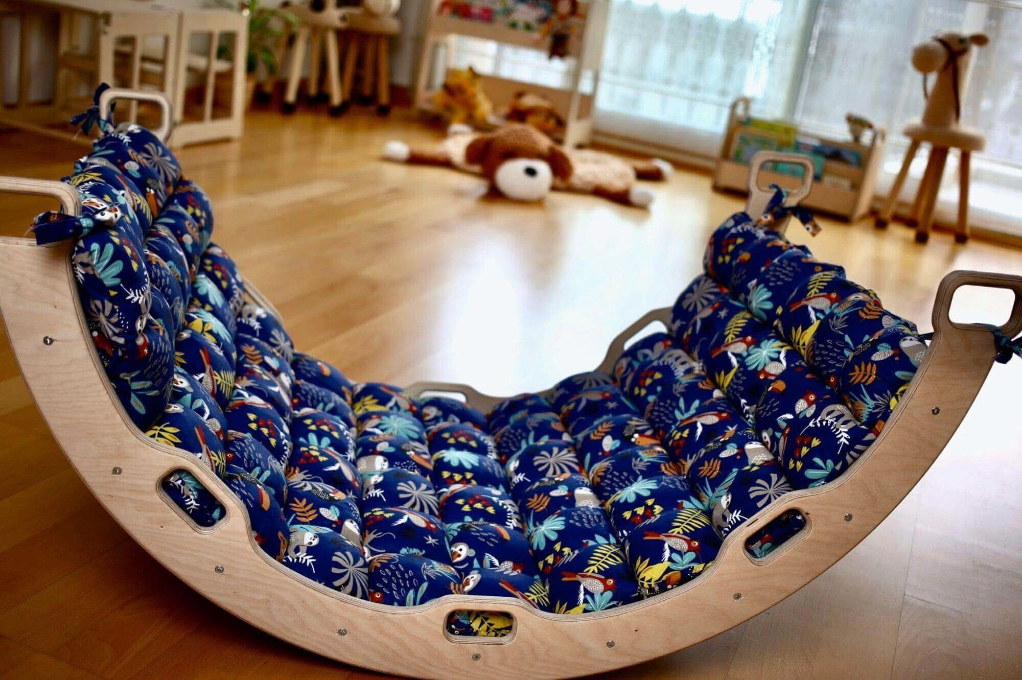 Montessori Climbing Arch Rocker with 2 Ramps and Pillow-4